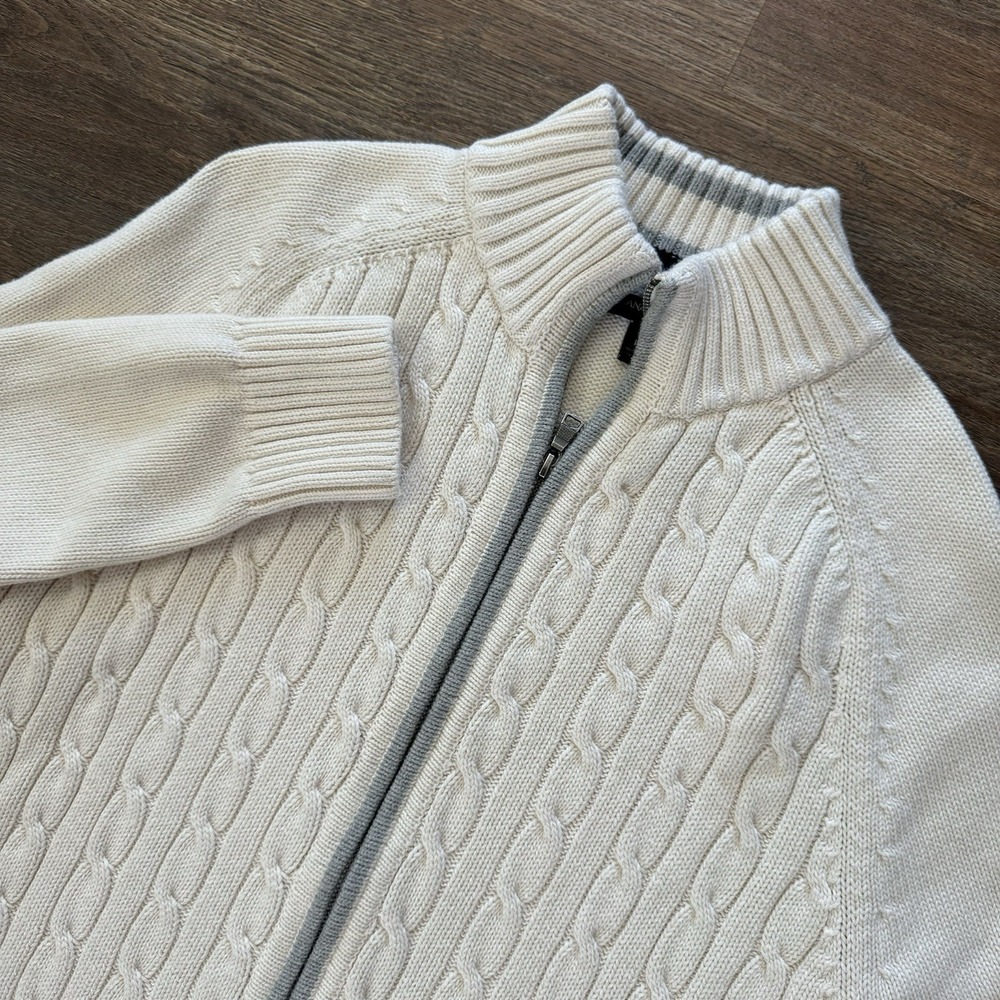 Banana‎ Republic Cable Knit Full Zip Jacket Men's Sz L Preppy Casual Elevated